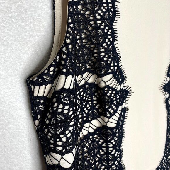 Diane Von Furstenberg Fit & Flare Daniella Lace Panel Mini Dress Cream Black 4 - Picture 4 of 16